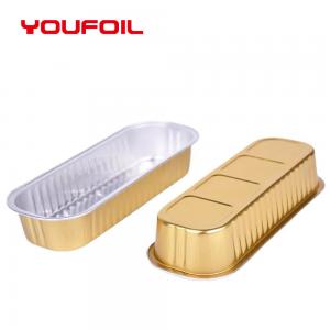 China OEM Recycled Aluminium Foil Food Container Gold Strip Aluminum Tray on sale