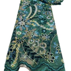 China Supoo Wholesale Price Velvet Lace Nigerian Lace Embroidery with Sequins Unique Mesh Fabric 100% Polyester Water Soluble factory