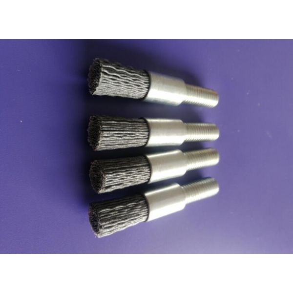 China Industrial 13mm Shaft Mounted Nylon Abrasive End Brushes with Screw Shank factory