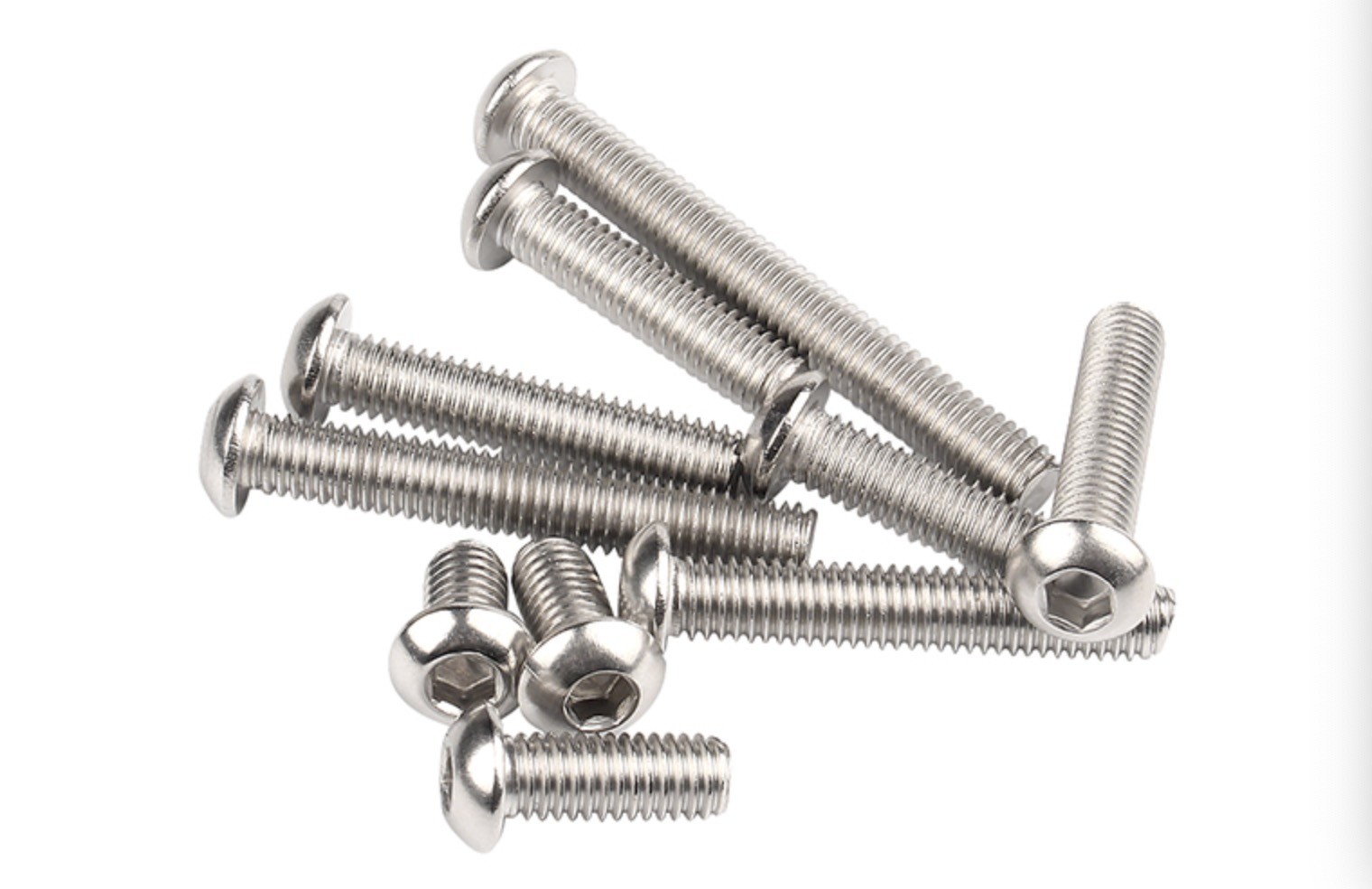 M8 Hex Stainless Steel Machine Screws , Round Head Socket Drive Screw