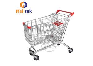China 210L Supermarket Shopping Trolley Cart With 4 Wheel factory