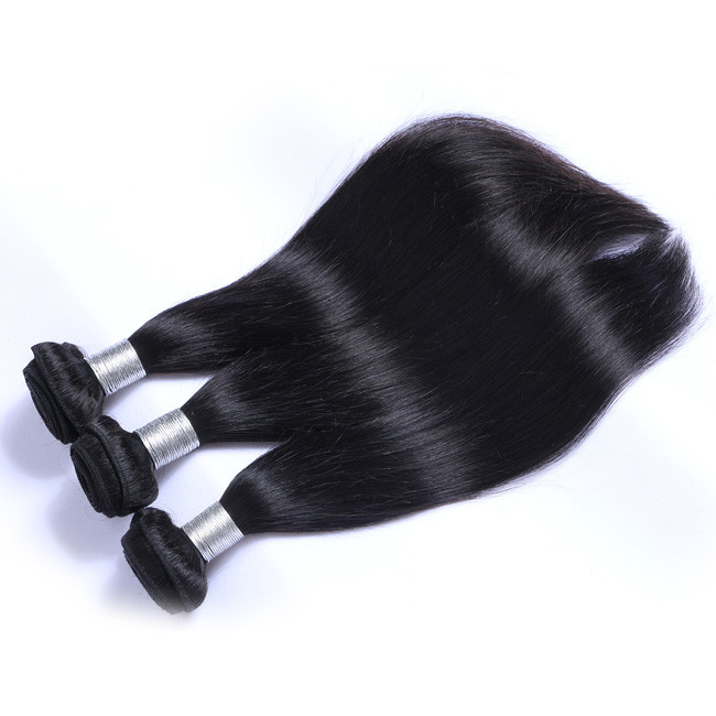 Virgin Weave Peruvian Straight Hair Bundles 10a With 13x4 Lace Frontal