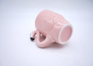 China Solid Colored Pink Flamingo Coffee Mugs , 3D Ceramic Flamingo Travel Mug factory