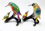Mum and baby bird metal jewelry box for jewelry wholesales bird jeweled enamel
