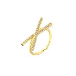 Adjustable 18k Gold Band Engagement Rings OEM Zircon Initial Letter Ring