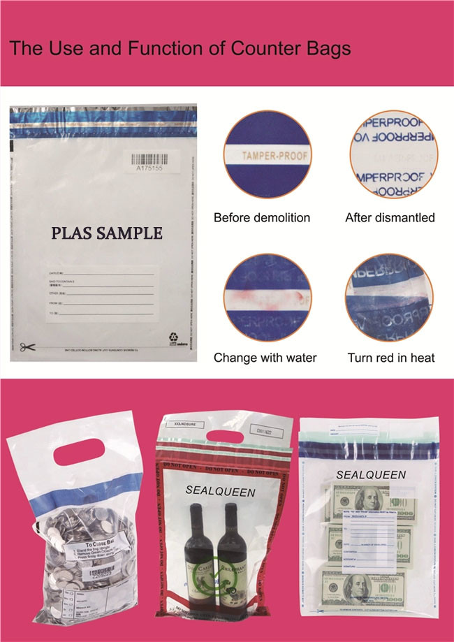 Recyclable Tamper Evident Security Bags , Plastic Bank Deposit Bags