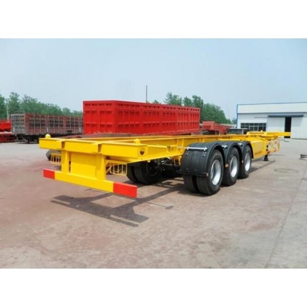 China 40 Foot tandem Flat Bed Semi Trailer With Bogie Suspension And Brake System factory
