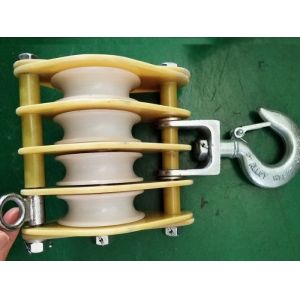 China 30KN Transmission Line Stringing Tools Insulated Nylon Sheave Hoisting Tackle on sale
