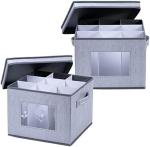 VENO 2 Pack Wine Glass Storage Box with Lid and Handles, Glasswares, China