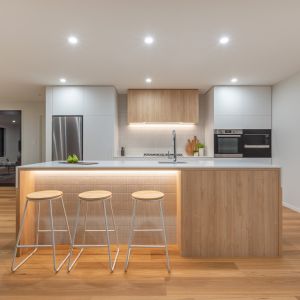 China Diy Modular Timber Wood Veneer Kitchen Cabinet White Grain on sale