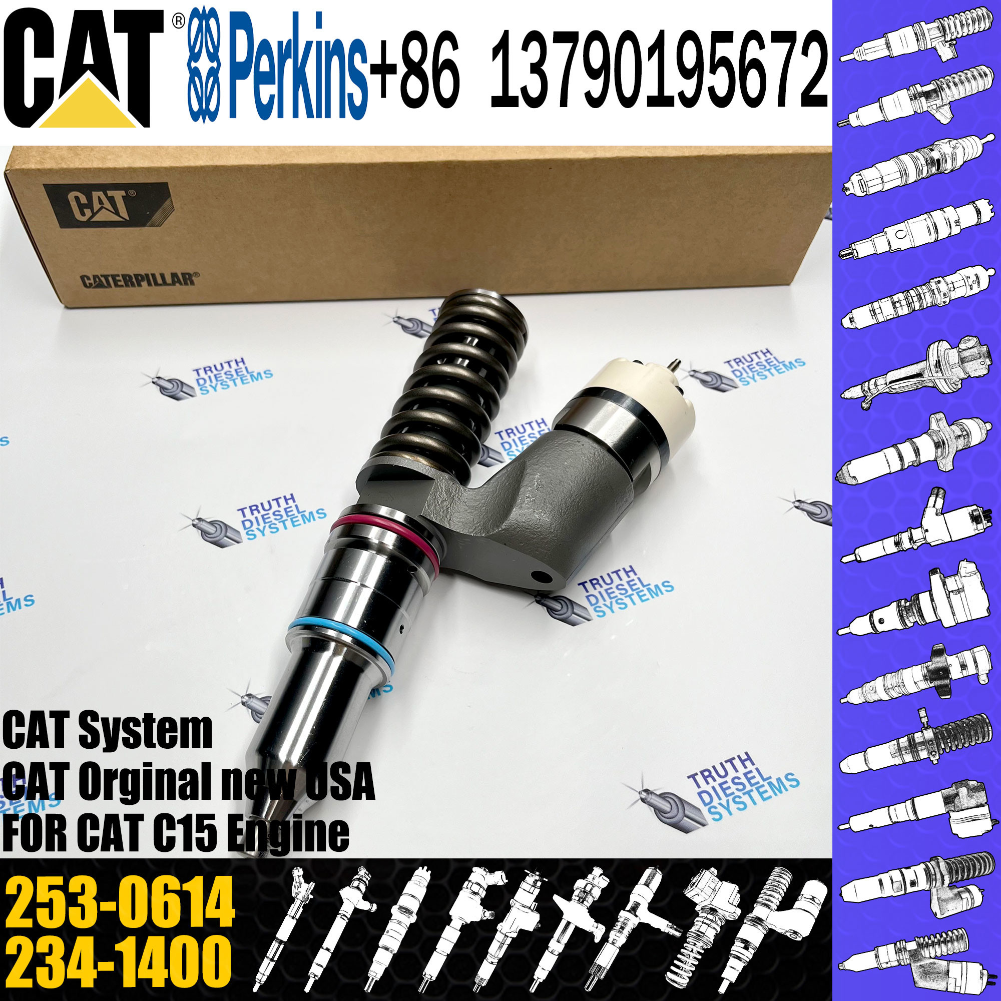 common rail injector diesel fuel injector 253-0614 10R-3263 239-4909 for Caterpillar C15