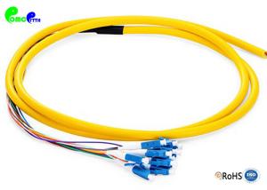 China 12F LC Pre - terminated Fiber Optic Pigtail SM 9 / 125μm LC UPC With G657A2 Bunch Fanout 0.9mm 0.5M LSZH Jacket Yellow factory