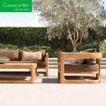Water-resistant Fabric Cushion Excellent Natual Teak Outdoor Sofa Set Teak