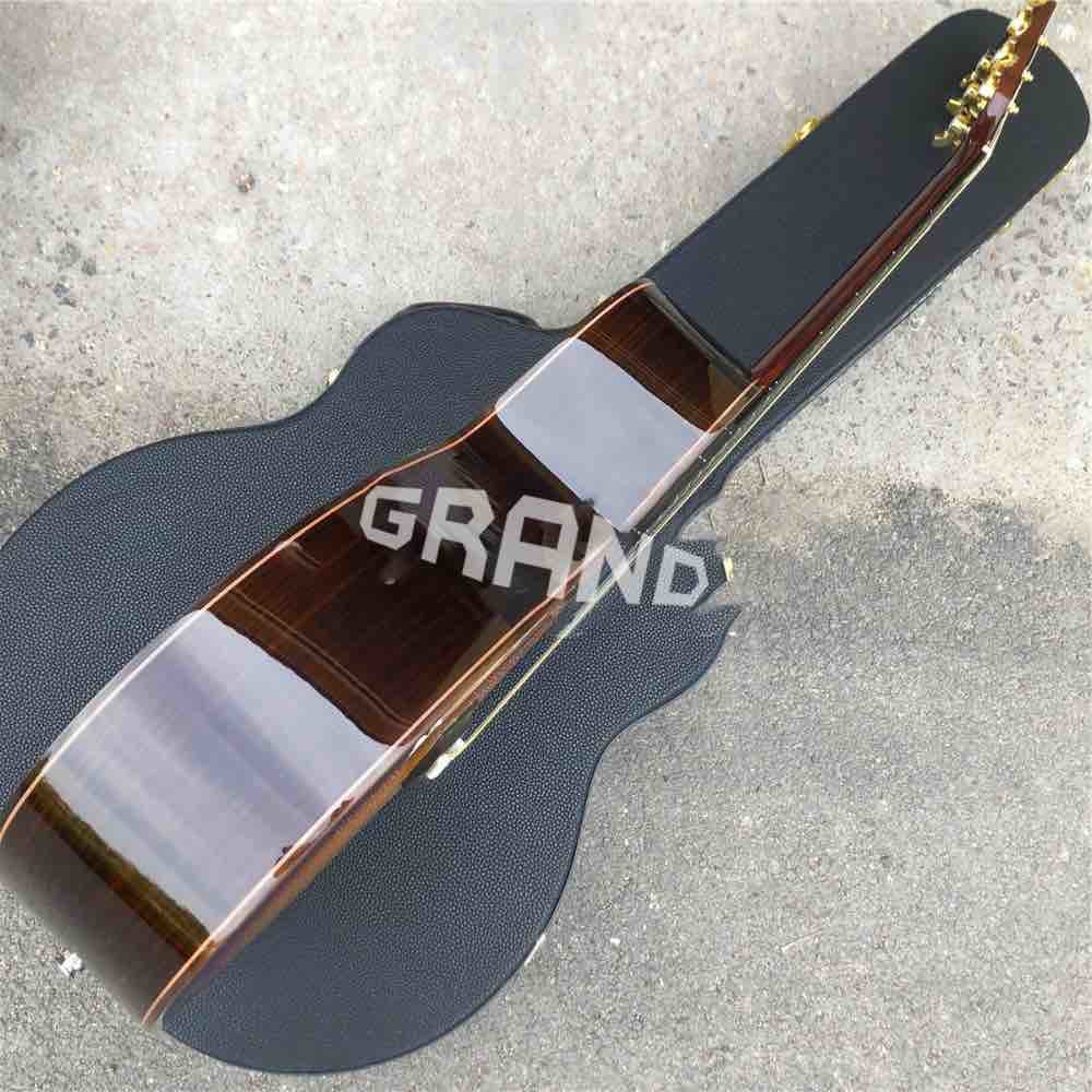 Real abalone sunburst 916 classic acoustic guitar,Solid Spruce top,Ebony fingerboard