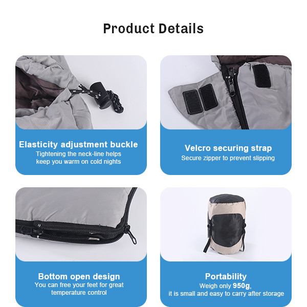 Blue Lightweight Flannel Sleeping Bag Semi Rectangular Backpacking Sleeping Bag For Adults