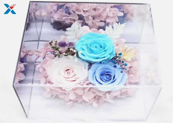 Light Weight Mirror Acrylic Flower Box For Dry Fresh Flowers Non Flammable