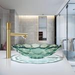 Light Green Color Crystal Glass Wash Basin Football Shape Countertop Basin Bowl