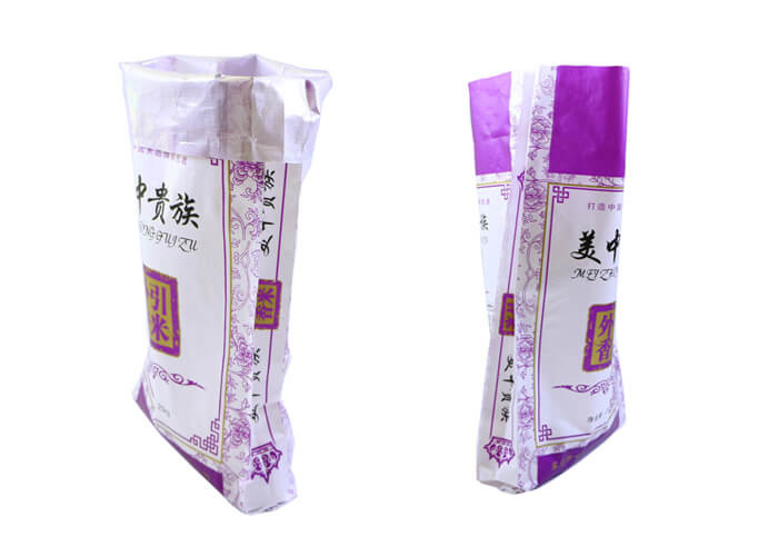 Purple Plain BOPP Laminated PP Woven Bags With Liner Side / Bottom Gusset
