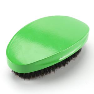 China Medium Hard Boar Bristle 360 Wave Brush Bend Curve Green Hairbrush Custom Logo factory