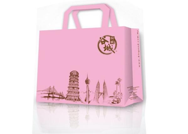 Offset Printing Fashion Pink Custom Paper Gift Bags, Printed Paper Packaging