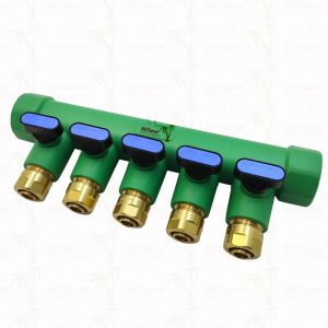 PPR Blue Manifolds With Ball Valve 5 Ways Manifolds Customized Color and Logo
