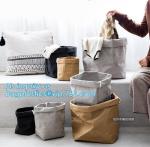 FREE SHIPPING Washable kraft paper laundry basket household storage bag DuPont