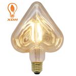 Star Heart Vintage Edison LED Bulb 4W Amber LED Dimmable Filament Bulb 2200K