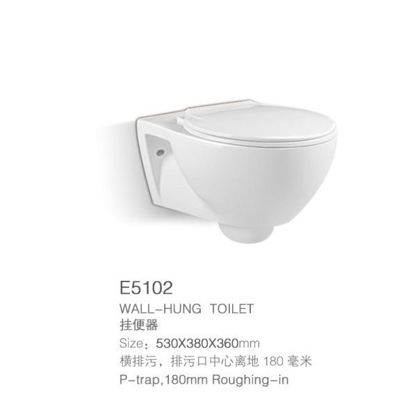3L 6L Wall Mounted Rimless Toilet Seat P Trap White Color Ceramic
