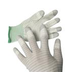 PU Top Coated Striped Static Proof Gloves Fingertip Carbon Knitted EN388 4121