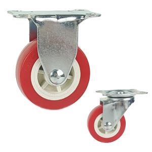 China 1.5 Inch Red Wheels Light Duty PVC Fixed Caster Wheels For Small Trolleys Lightweight OEM factory