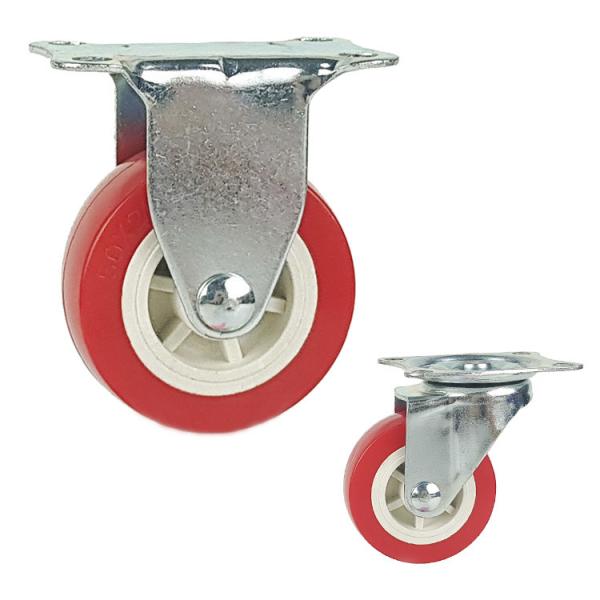 1.5 Inch Red Wheels Light Duty PVC Fixed Caster Wheels For Small Trolleys