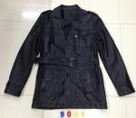 9001 Men's black pu fashion long jacket coat stock