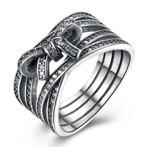 China 925 Sterling Silver Bowknot Finger Ring With Crystal Women Ring European Original Jewelry Gift factory