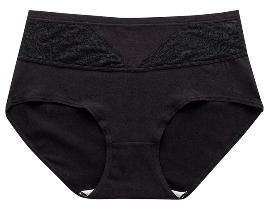 XL-4XL Womens Underwears High Waist Cotton Female Fat Briefs Plus Size Lace Panties For Middle-Aged Women