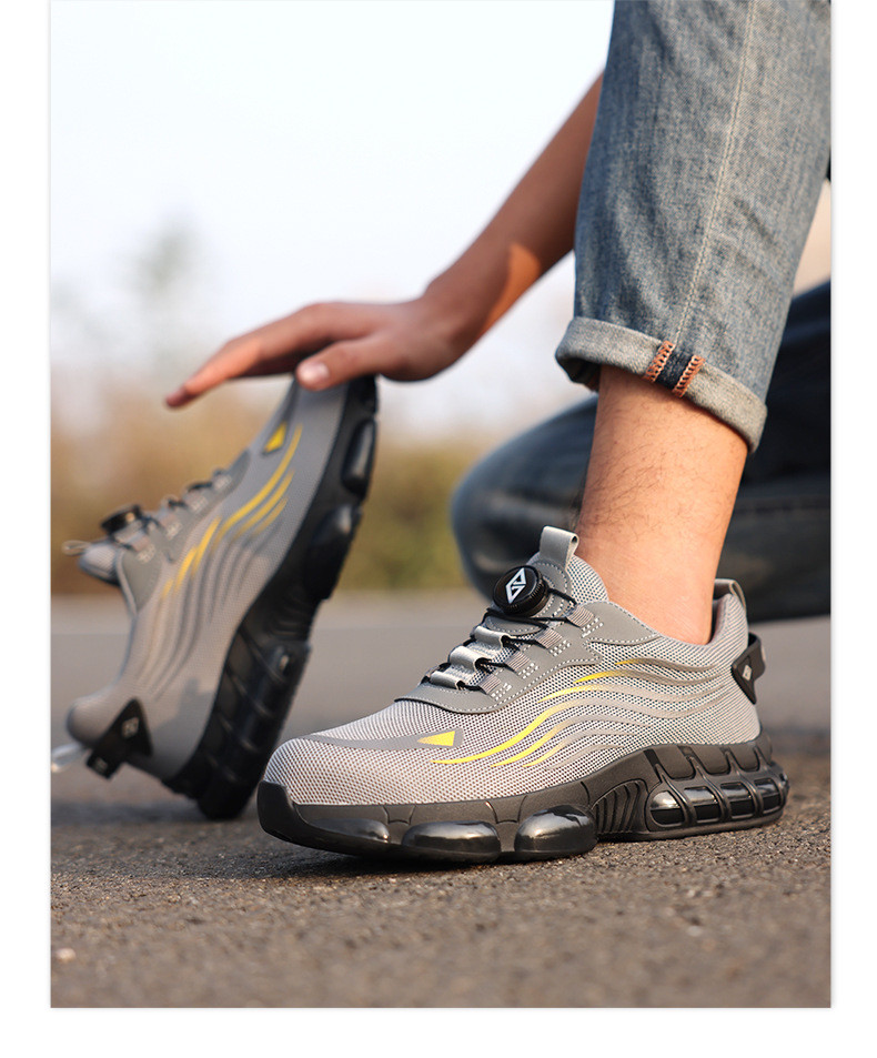 Industrial Safety Shoes Black Flying Knit Work Shoes BOA Button Safety Shoes TPU Work Shoes Midsole Kevlar