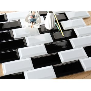 China Black and White Clay Wall Tiles 75x152mm for Kitchen factory