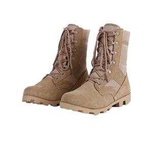China Army Split Leather Khaki Dessert Combat Military Boots Tactical Wear factory