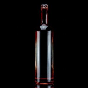 China Coating Red Color 750ml Tequila Glass Bottle with Unique Design and Cork factory