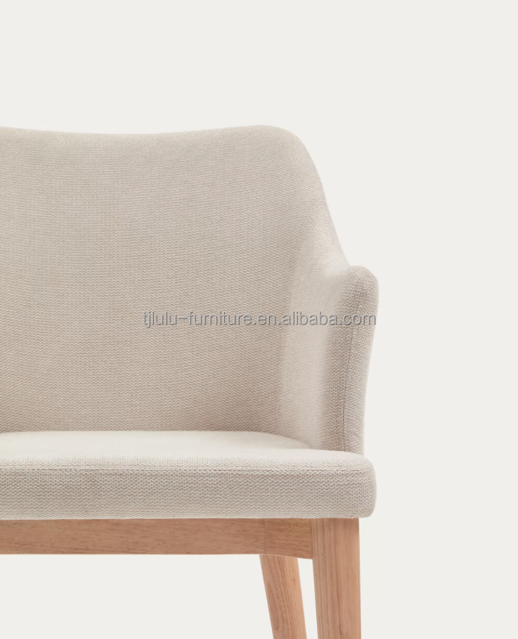 Hotel Restaurant Furniture Natural Color Upholstered Solid Wood Dining Chairs