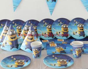 China Minions Disposable Party Set Birthday Decorations Kids Boy Baby Shower Cup Plate Napkins Tablecover Tableware factory