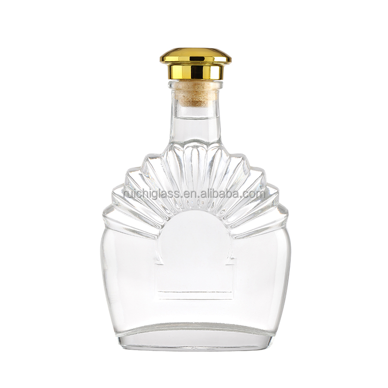 Custom Emboss Glass Fashion Vodka Glass Bottles at with Hot Stamping Surface Handling