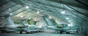 China Aluminum Frame Aircraft Hangar Tent Temporary With PVC Roof / Lifting Door factory