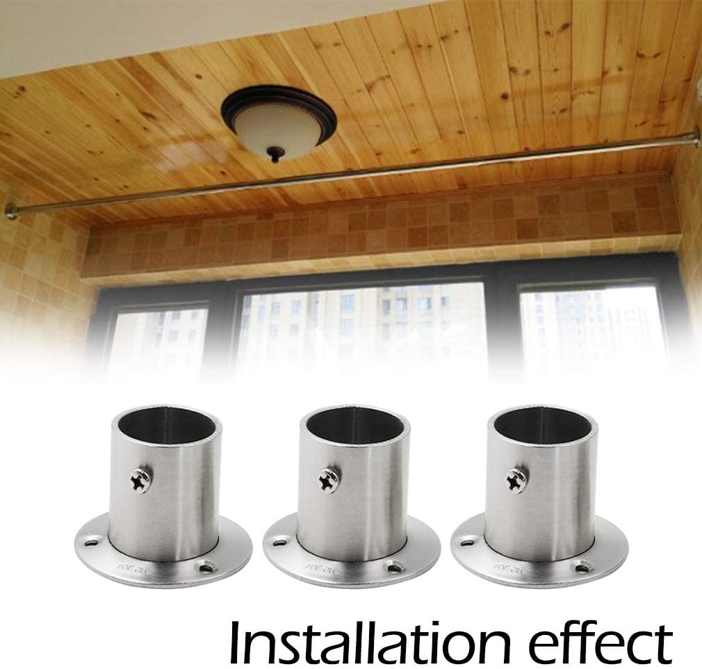 Stainless Steel Closet Rod Flange Set Socket Die Casting Wardrobe Shower Curtain Rod Bracket