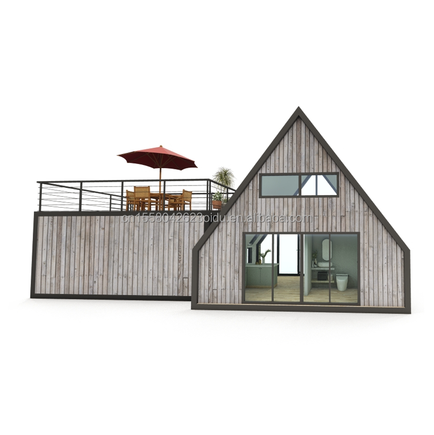 Small Wooden Houses Cabin/Tiny Triangle Shape Steel Structure A-Frame House Kit Chinese Design Style for Hotels and Living
