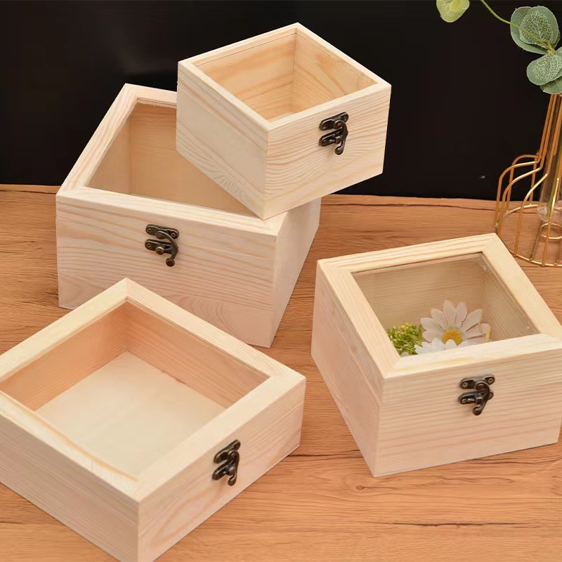 Unfinished Wood Boxes, Small Wooden Box with Lid, DIY Birthday Party Favor Gift Supplies