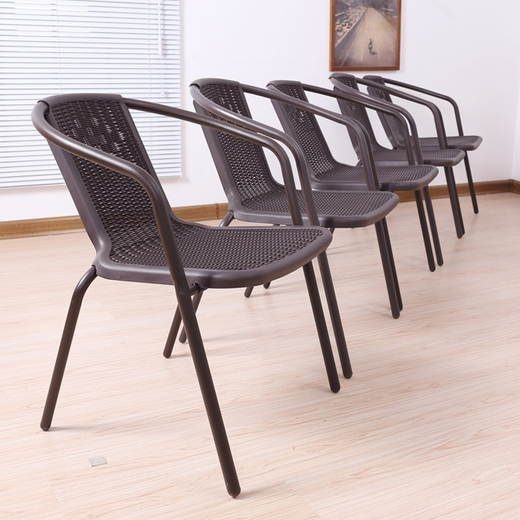 Hotel Garden Balcony Beach Stackable Armchair Woven PE Rattan Wicker Dining Chair