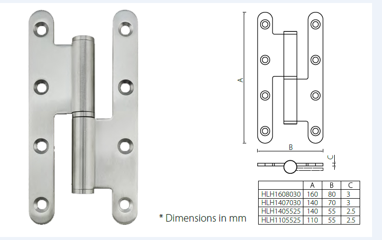 HLH1608030 Door Hinge Hardware Stainless Steel Material 160L mm 3.0MM Thickness