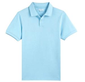 China Blank Short Sleeve Mens Formal Polo Shirts , Blue 100% Hemp Polo Shirts factory
