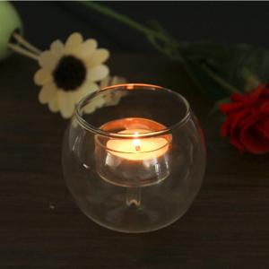 China Custom Clear Round Double Decor Glass Candlestick factory
