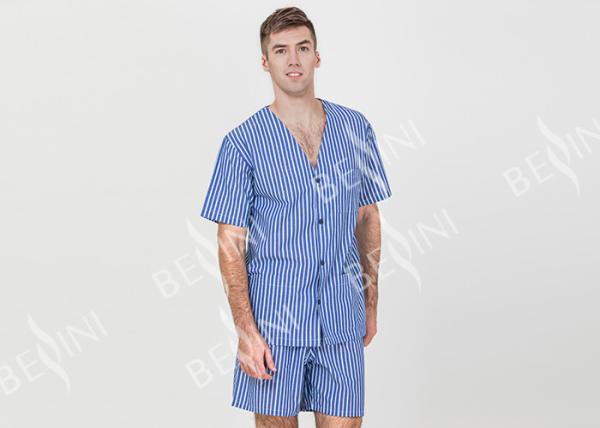 Comfy Mens Shorts Sleepwear V Neck , Anti Shrink Summer Mens T Shirt Pyjamas